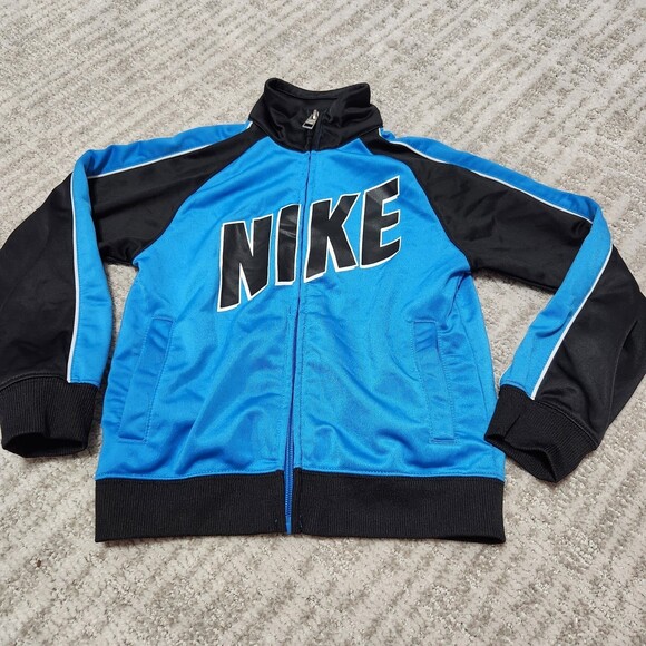 Nike boy's full zip track jacket blue black white size 5 - Picture 3 of 8